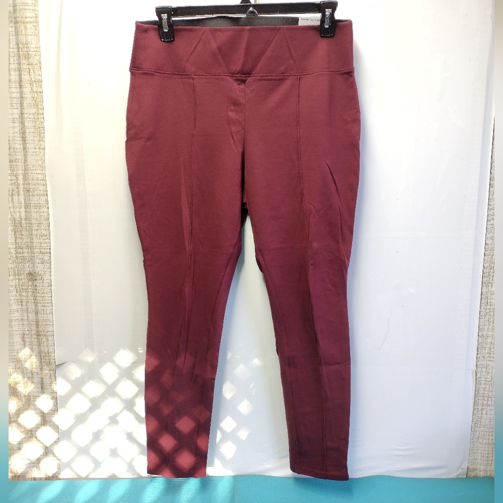 NWT Nine West Womens High Rise Legging Sculping Solutions Burgundy Waistband XL